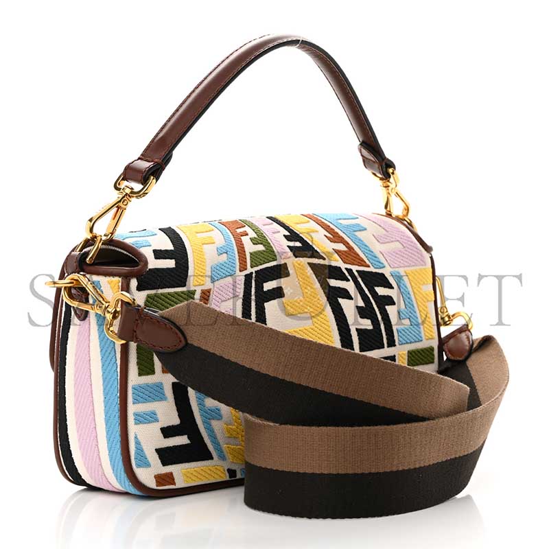 FENDI X SARA COLEMAN MULTICOLOR FF FISH EYE EMBROIDERED BAGUETTE BAG (28*14*6cm) 